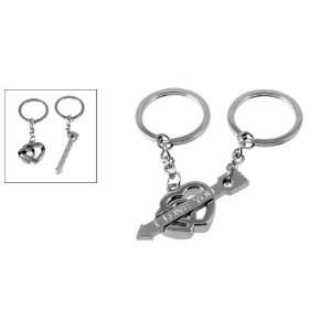  Como 2 PCS Overlapping Hearts Arrow Metal Keychain for 