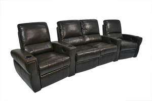 Pallas Home Theater Seating 4 Leather Manual Seats Brown Chairs  