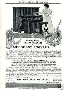 1907 MELODANT ANGELUS PIANO Player AD. Meriden, Conn  