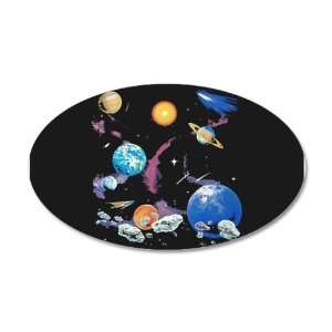   Oval Wall Vinyl Sticker Solar System And Asteroids 