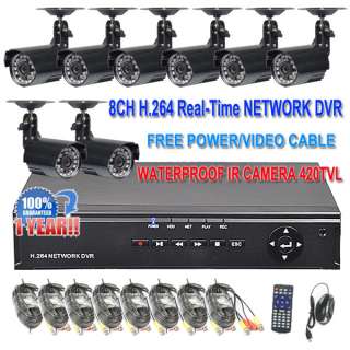   Weatherproof Security CCTV Camera 8 Channels NETWORK DVR VIDEO System