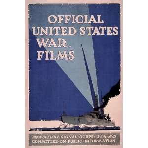  OFFICIAL UNITED STATES WAR FILMS SHIP WAR VINTAGE POSTER 