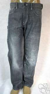 LEVIS JEANS 569 Loose Fit Straight Leg Scraped Grey Denim Mens Pants 
