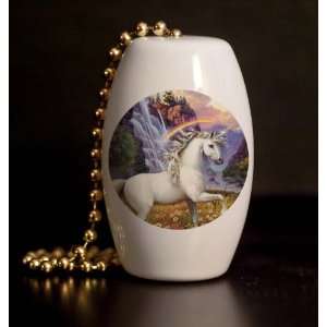 Unicorn Rainbow Porcelain Fan / Light Pull