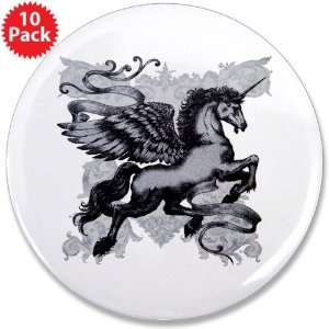  3.5 Button (10 Pack) Unicorn with Wings 