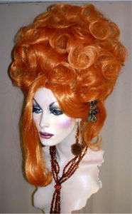 Drag Queen Wig Big Updo Light Orange French Twist Curls  