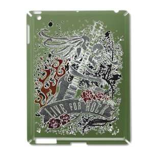  iPad 2 Case Green of Live For Rock Guitar Skull Roses and 
