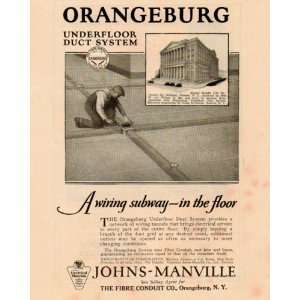1927 Johns Manville / Orangeburg Underfloor Duct System Advertisement 