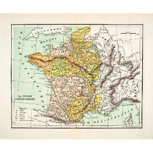  1929 Wood Engraving Maps France Normandy Atlantic Ocean 