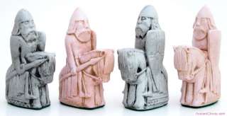 LEWIS CHESSMEN, NEW BOOK UNMASKED AND CHESS SET  