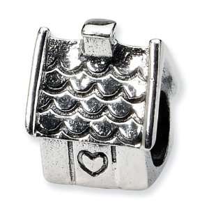  925 Sterling Silver Charm Heart Love House Trilogy Bead 