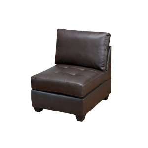  Armless Sofa Chair with Tufted Design in Espresso 