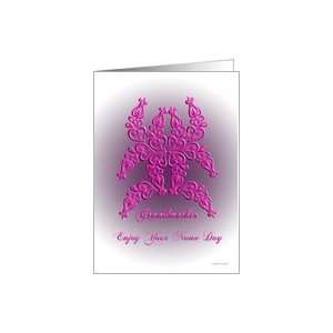  grandmother, pink floral hearts, enjoy name day Card 