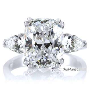 Cushion Cut Pear Signity Cz Engagement 3 Stone Ring 5  