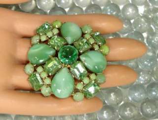 Outstanding Vintage 1960s shades of Green Green Glass & Rhinestone 