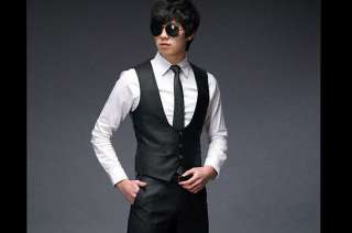   Slim Waistcoat Formal Vest Black Fit Dress Suit Jacket 1002  