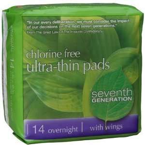 Seventh Generation Ultrathin Pads Overnight 14ct (Pack of 
