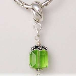  August Peridot Birthstone Swarovski Cube Sterling Silver 