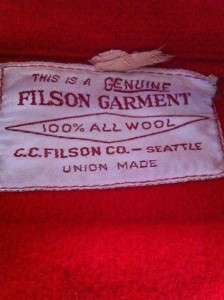 VINTAGE 1950`s FILSON UNION MADE WOOL CRUISER COAT MEN`S SIZE XL 