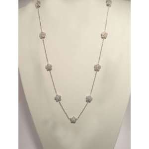  36 Flower Necklace in White Gold. Stones in Flowers 