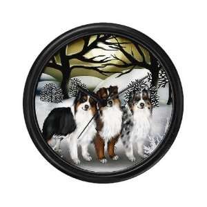  AUSTRALIAN SHEPHERD DOGS FALL Pets Wall Clock by  