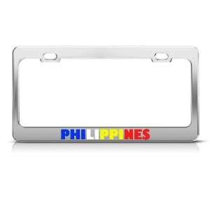 Philippines Flag Country license plate frame Stainless Metal Tag 