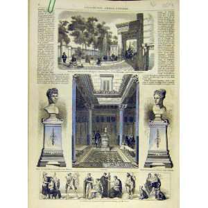  1858 Napoleon Hotel Pompeien Paris Fresco Statue Bath 