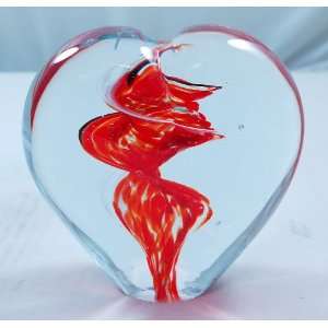 Murano Design Red Spiral Heart Paperweight PW 816