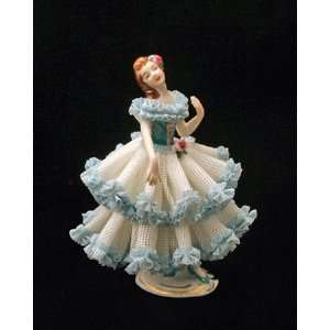  Ballerina Authentic German Dresden Porcelain Fired Lace 