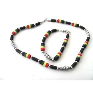  Bob Marley Reggae Rasta Necklace and Bracelet Set Health 