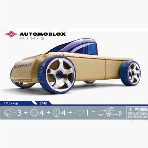  Automoblox T9 Mini Wooden Toy Pickup in Blue Sports 