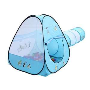    Blue Kid Play Pop Up Tent With Tunnel Dot Design Toys & Games