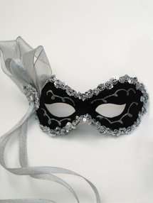 Black Silver Angelina Eye Mask Mardi Gras Womens 