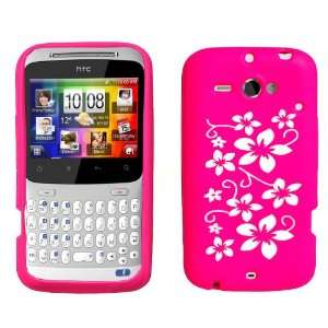  Brand New HTC ChaCha Floral Silicone Case Cover Hot Pink 