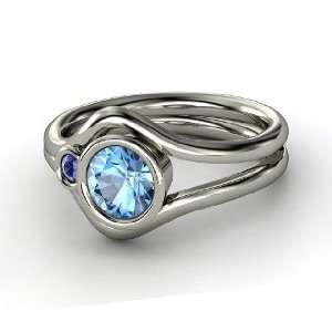  Sheltering Sky Ring, Round Blue Topaz Sterling Silver Ring 