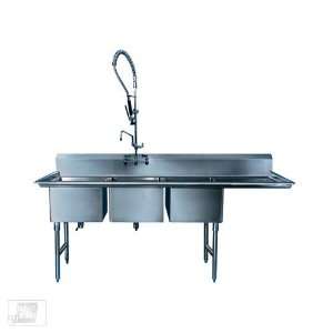  Win Holt WS3T1618RD18 72 1/2 Three Compartment Sink w/One 