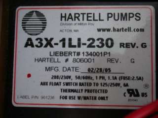 HARTELL A3X 1LI 230 HEAVY DUTY STEAM CONDENSATE PUMP  