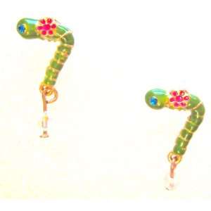   Johnson At the Picnic Worm Flowers Worms Earrings 