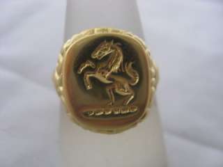   VICTORIAN 9ct GOLD PLATE CREST REARING HORSE RING SIZE R FREE P&P UK