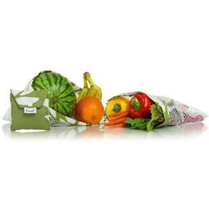 BlueAvocado Reusable Vegetable Grocery Kit, Medium, Kiwi/Wildflower 