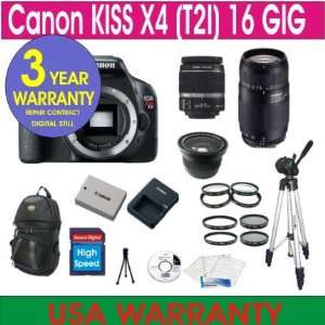  Canon Rebel KISS X4 Digital Camera + 16GB Memory + 7 Lens 