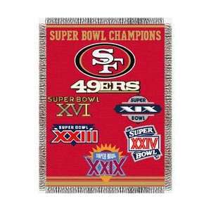 San Francisco 49ers Super Bowl Commemorative Woven NFL Tapestry Throw 