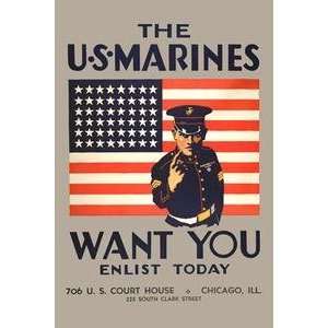   printed on 12 x 18 stock. The US Marines Want You