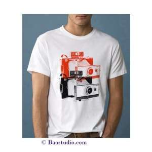  Twin Polaroid Land Camera   Pop Art Graphic T shirt (Mens 