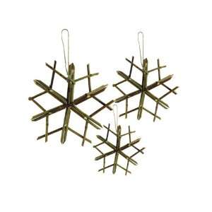  3 pack twig snowflake hangings   Pack of 6