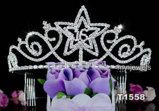 Sweet 16 Qunicenera Star Silver / Pink / Blue / Purple Crystal Tiara 