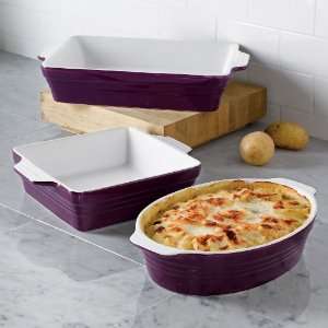    BrylaneHome Purple 3 Pc. Stoneware Bakeware