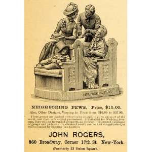  1885 Ad John Rogers Neighboring Pews Church Pricing NY 