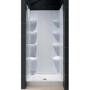   36 x 48 Shower Back Wall Panel and Tray with Center Drain in White