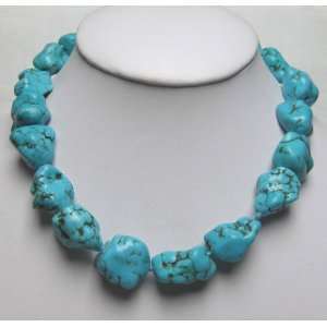  Big Baroque Turquoise Beads Necklace Moonlight Clasp 